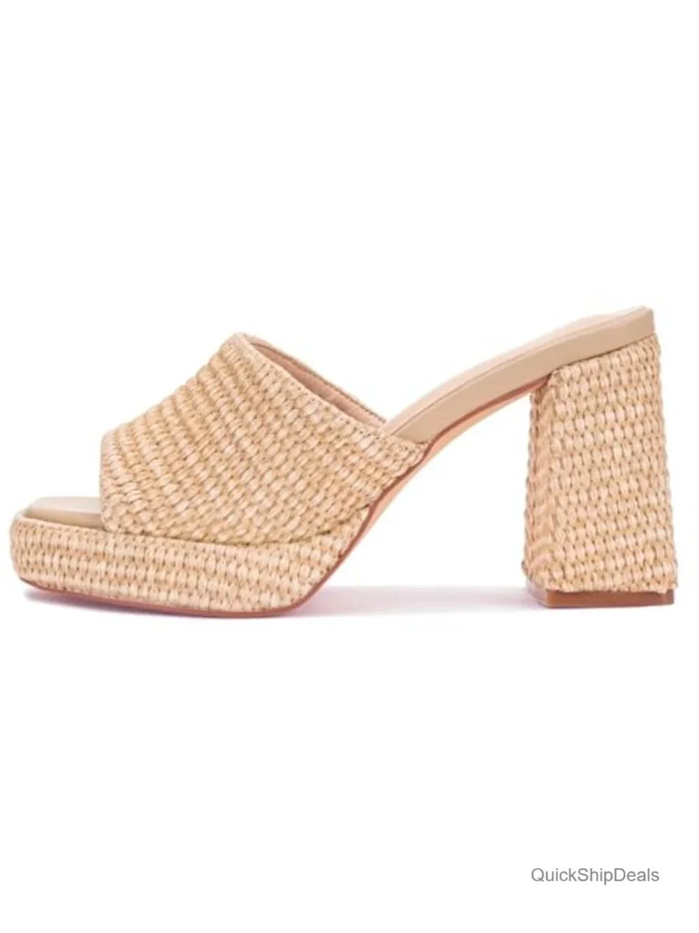 Straw Woven Raffia Platform Wedge Heeled Sandals, Slip On Open Toe